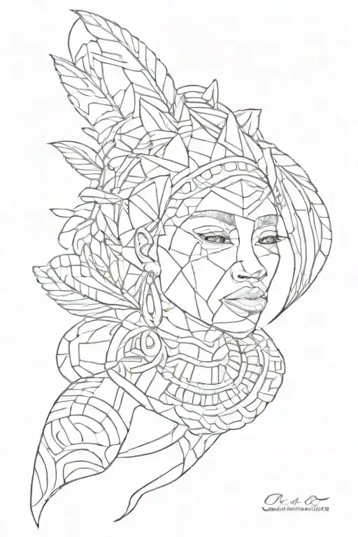 Generate a tatoo image that has Isindebele paintings by Ester Mahlangu the famous painter tattoo design idea