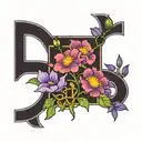 Kpop group BTS logo surrounded by purple flowers. tattoo design idea