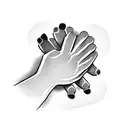 A person's hand reaching out to hold an otter's paw tattoo design idea