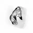 A person's hand reaching out to hold an otter's paw tattoo design idea