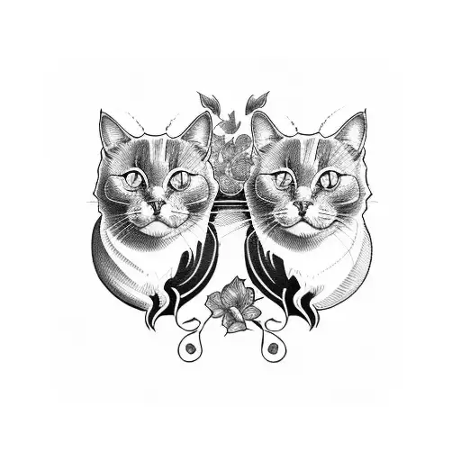 three black cats with snapdragon and rose tattoo design idea