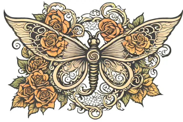 infinity sign, butter fly, date tattoo design idea