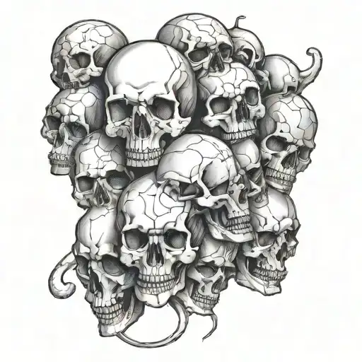 A sketch for a forearm consisting of many small skulls and covering the entire arm. tattoo design idea