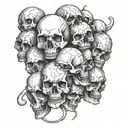 A sketch for a forearm consisting of many small skulls and covering the entire arm. tattoo design idea