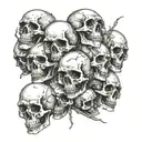 A sketch for a forearm consisting of many small skulls and covering the entire arm. tattoo design idea