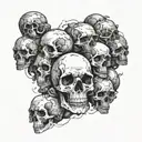 A sketch for a forearm consisting of many small skulls and covering the entire arm. tattoo design idea