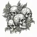 A sketch for a forearm consisting of many small skulls and covering the entire arm. tattoo design idea