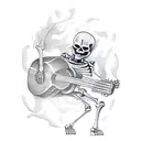 Skeleton playing Guitar tattoo design idea