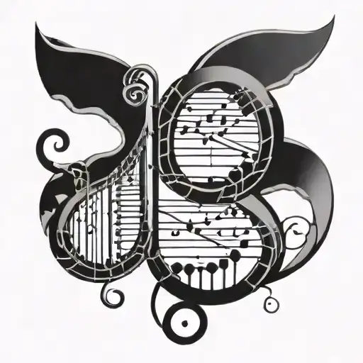 A DNA double helix intertwined with musical notes tattoo design idea