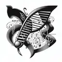 A DNA double helix intertwined with musical notes tattoo design idea