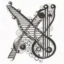 A DNA double helix intertwined with musical notes tattoo design idea