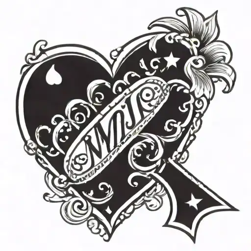 heart  with M and J intitial inside it  tattoo design idea