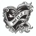 heart  with M and J intitial inside it  tattoo design idea