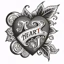 heart  with M and J intitial inside it  tattoo design idea