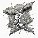 cloud and lightning bolt striking tattoo design idea