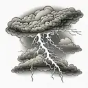 cloud and lightning bolt striking tattoo design idea