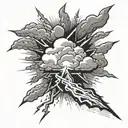 cloud and lightning bolt striking tattoo design idea