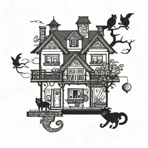 use the Chinesec aracter 家 (home) as base and incorporated lgbt and cats in a small part tattoo design idea