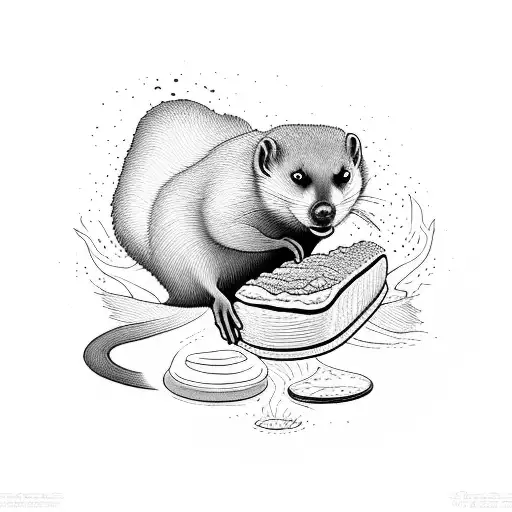 weasel stealing a loaf of bread tattoo design idea