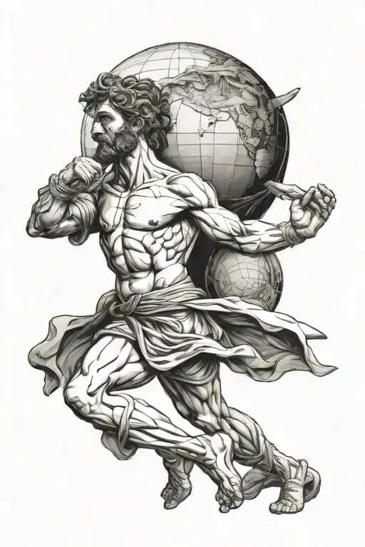 Atlas carrying the world, Greek soldier Atlas carrying the world, Greek soldier  tattoo design idea