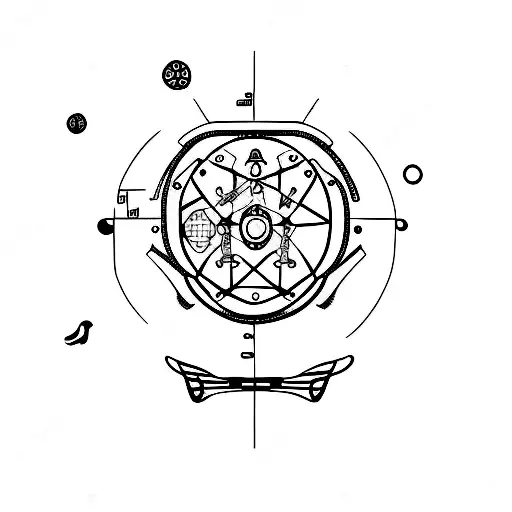 A minimalist tattoo of a barbering tool with a scientific symbol incorporated tattoo design idea