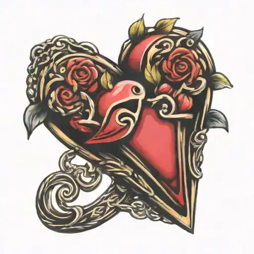 best friend heart locket  tattoo design idea