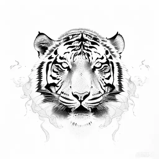 Tiger with smoke effect  tattoo design idea