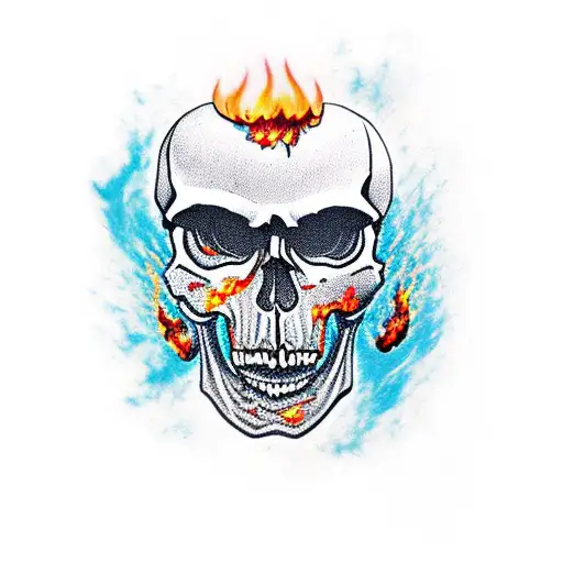 skull punisher flames  tattoo design idea