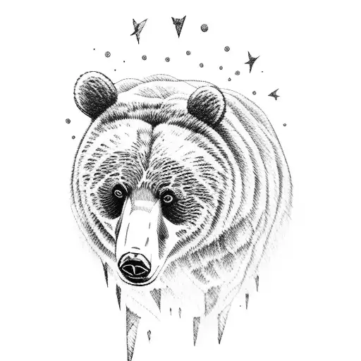 bear and lightning  tattoo design idea