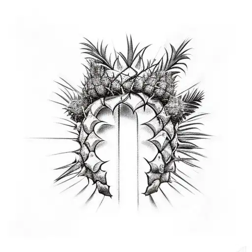 A pineapple wearing a crown of thorns tattoo design idea