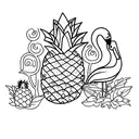 pineapple and flamingo wrapped in ivy tattoo design idea