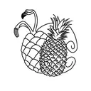 pineapple and flamingo wrapped in ivy tattoo design idea