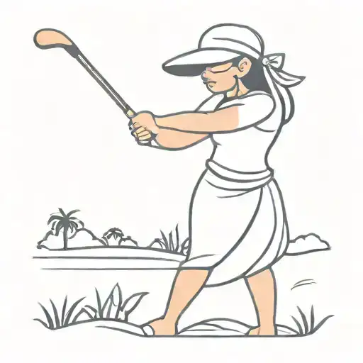 Hula girl playing golf tattoo design idea
