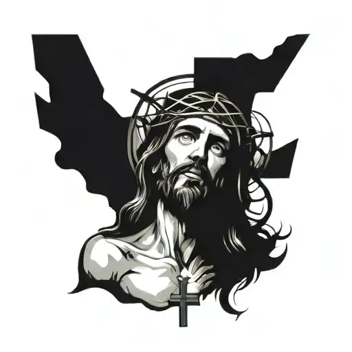 cross jesus face tattoo design idea