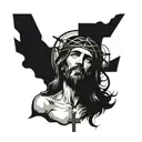 cross jesus face tattoo design idea