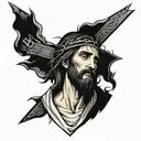 cross jesus face tattoo design idea