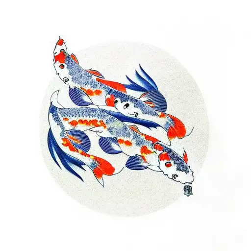 2 koi fish orange and blue tattoo design idea