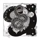 snakes twined around the crescent moons, forming a larger circle around. Wildflowers twisted and tangled all the way up  tattoo design idea