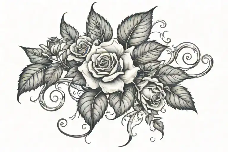 ivy and roses intertwined vines tattoo design idea