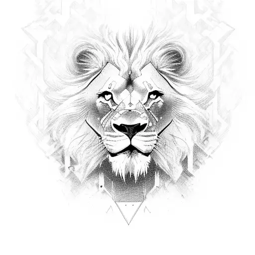 lion red flames ace card tattoo design idea