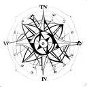 A geometric compass with elements of nature intertwined, representing your passion for traveling and connection to the earth tattoo design idea