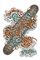 Skateboard deck tattoo design idea