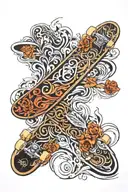 Skateboard deck tattoo design idea