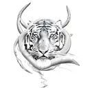 A sketch of Poseidon's trident intertwined with a tiger, symbolizing the harmony between water and nature's fierce beauty tattoo design idea