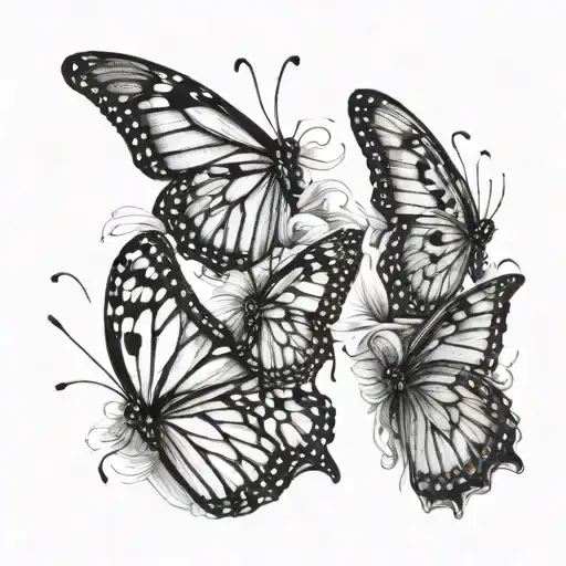 3 monarch butterflies in a vertical alignment and spaced out no background just the butterflies and 2 corinthians 5:17  tattoo design idea