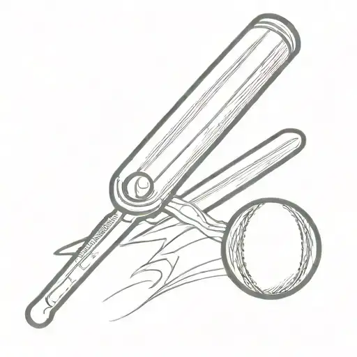 Cricket bat and ball tattoo design idea