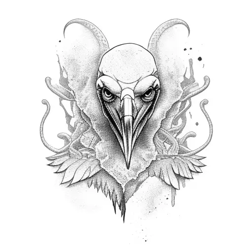 Raven who fought a snake and won tattoo design idea