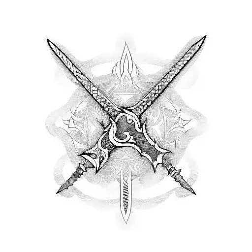 sword with flames tattoo design idea