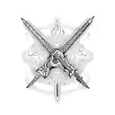 sword with flames tattoo design idea