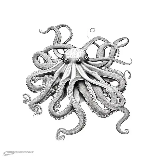 octopus with spiderlily flowers tattoo design idea